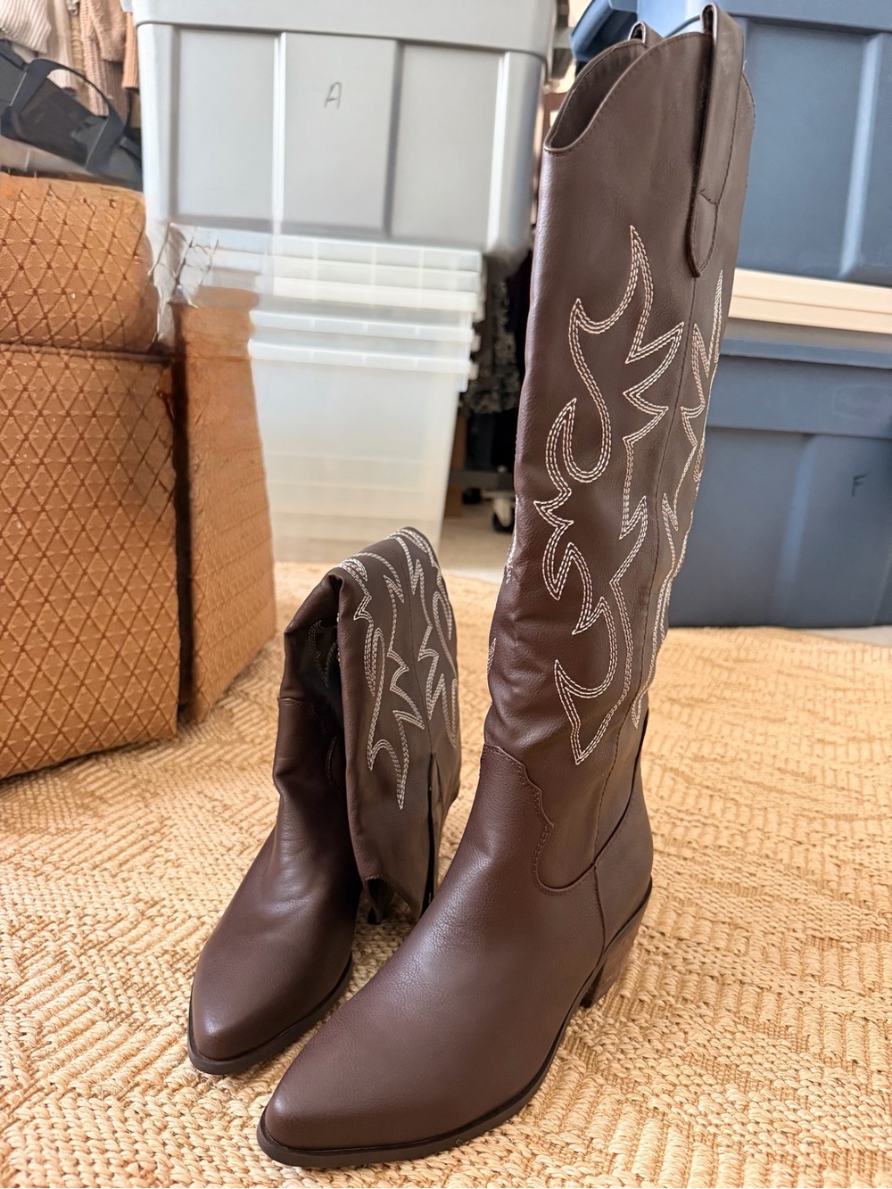 Billini Brown Western Knee-High Embroidered Heeled Boots